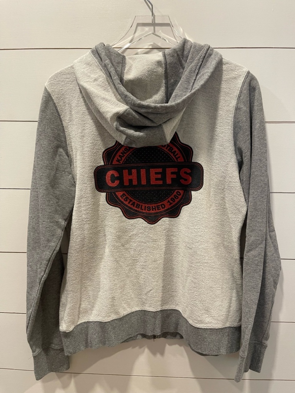 NFL Kansas City Chiefs Two-Tone Gray Zip Graphic Hoodie Size Womens Small - Picture 4 of 9